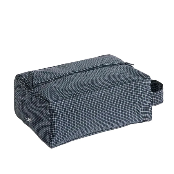 Grid Wash Bag - Medium - Dark Blue
