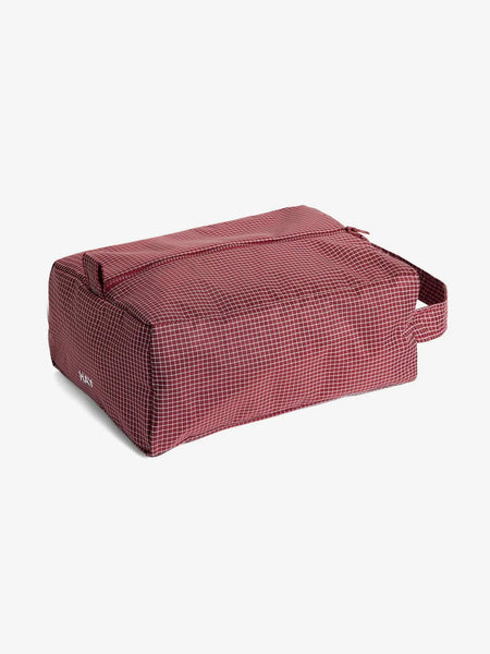 Grid Wash Bag - Small - Burgundy