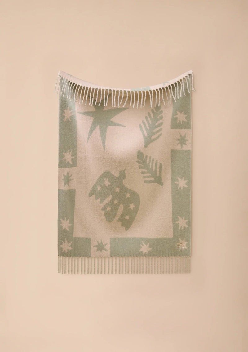 Lambswool Baby Blanket in Sage Folk