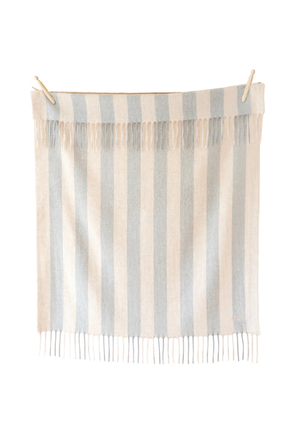Lambswool Baby Blanket in Oatmeal & Grey Stripe