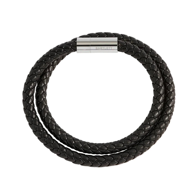 Black Leather Double Wrap Bracelet