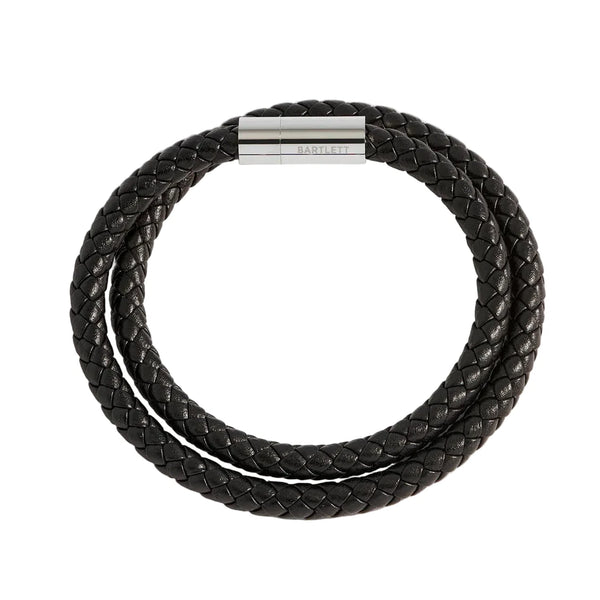 Black Leather Double Wrap Bracelet