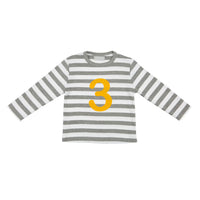 Grey Marl & White Breton Striped Number T-Shirt