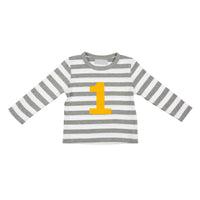 Grey Marl & White Breton Striped Number T-Shirt