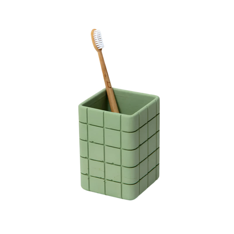 Tile Toothbrush Holder - Palm Green