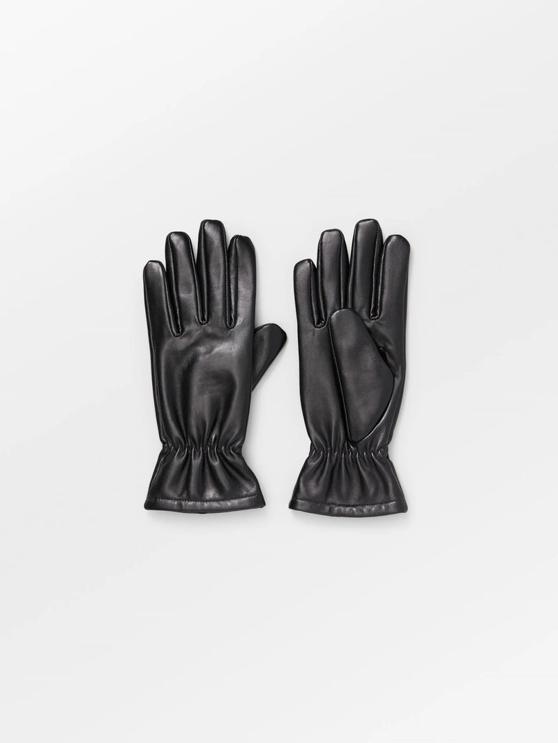 Smooth leather gloves - black