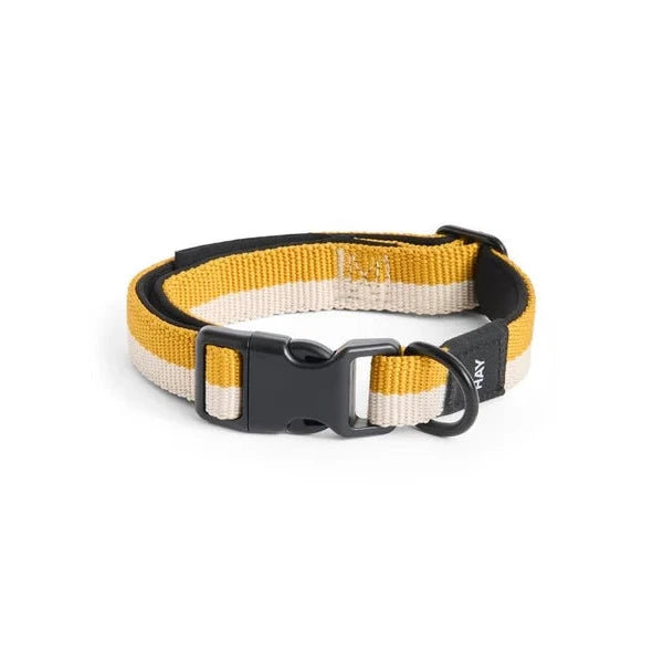 Dog Collar Flat S/M - Off White/Ochre