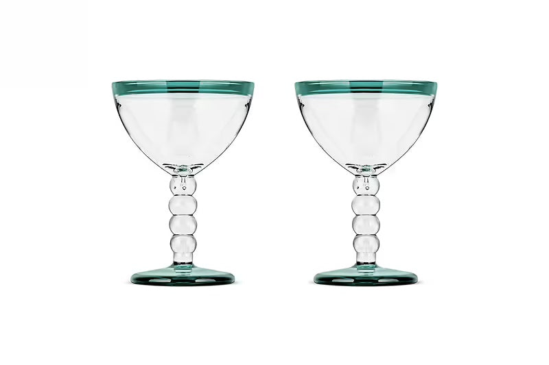 Nkuku - Thimma Champagne Glass - Clear & Teal - Single