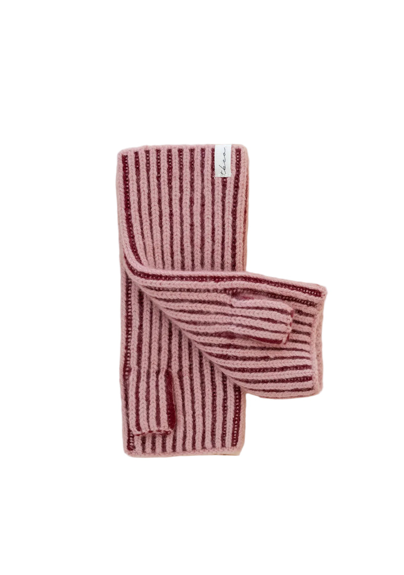 Cashmere & Merino Wrist Warmers in Burgundy Two-Tone