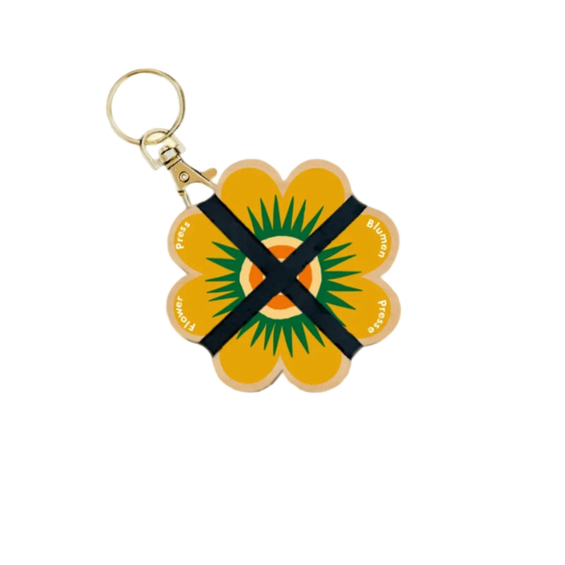 Keyring Flower Press - Greens & Yellows