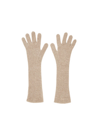Woona Long Gloves - Dark Beige Melange