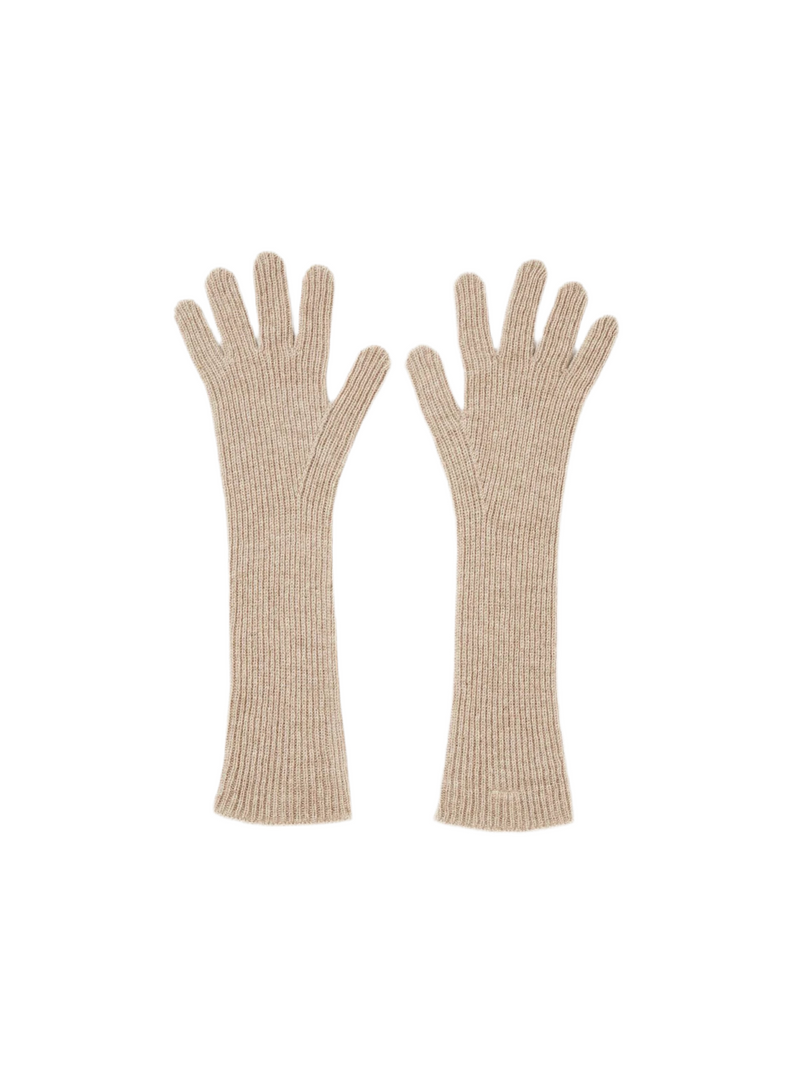 Woona Long Gloves - Dark Beige Melange