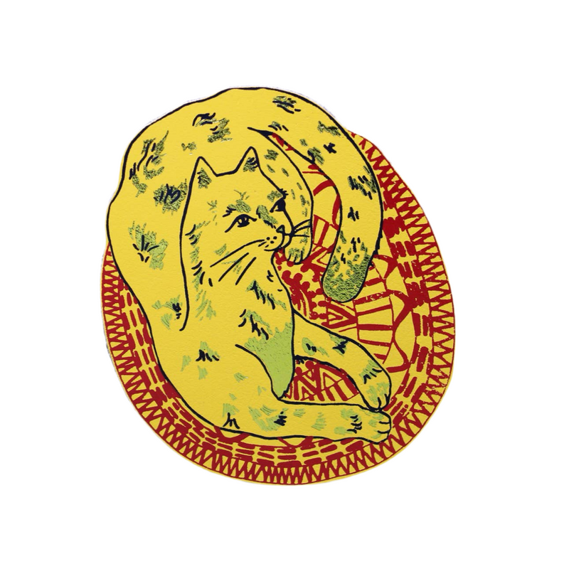 Cat on a Mat Magnet - Yellow