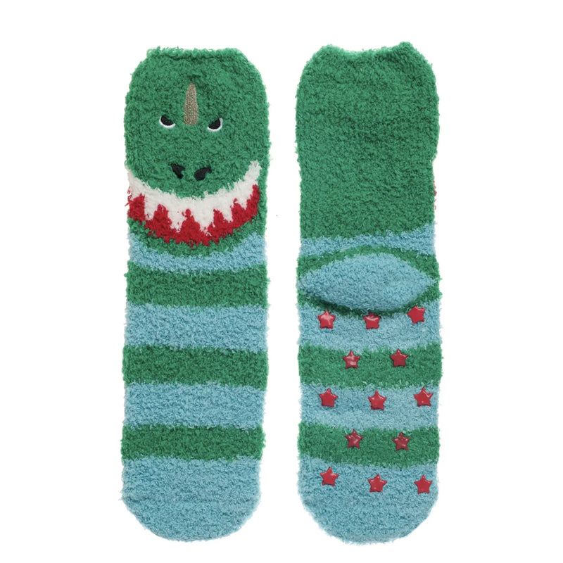 Dinosaur Cosy Slipper Socks 9-12 Jnr