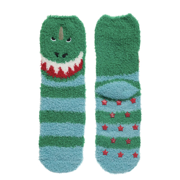 Dinosaur Cosy Slipper Socks 9-12 Jnr