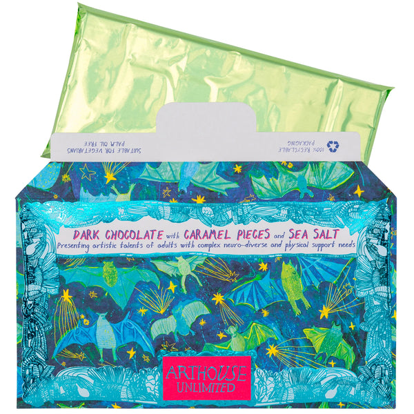 Bat Mates Dark Chocolate Bar with Caramel & Sea Salt