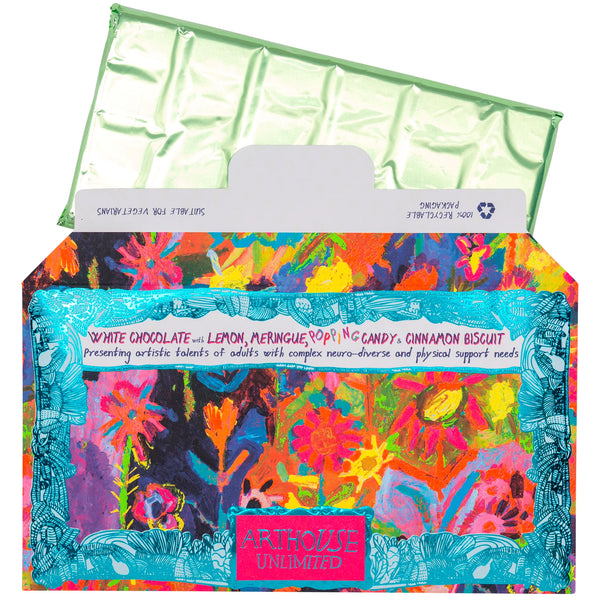 Sunflowers in the Hills White Chocolate with Lemon, Meringue, Popping Candy & Cinnamon Biscuit