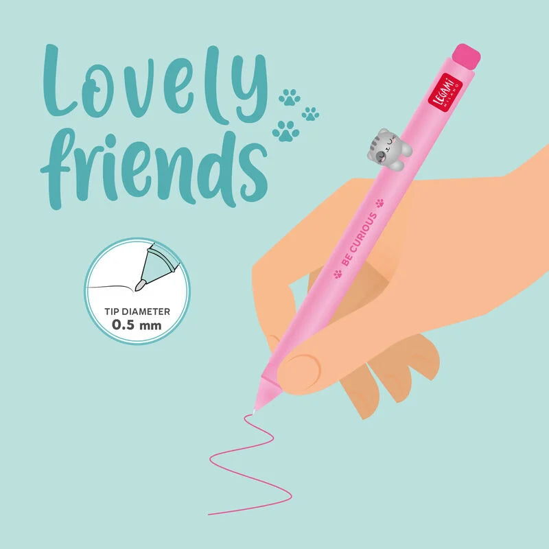Gel Pen With Animal Decoration - Lovely Friends