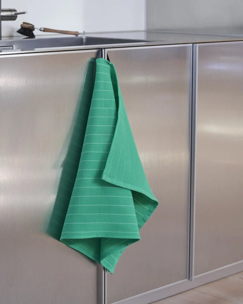 Canteen Tea Towel - Emerald Pinstripe