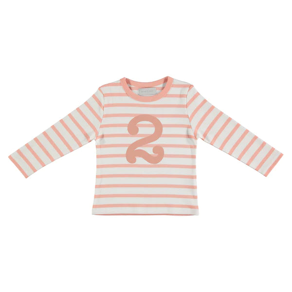 Shrimp & White Breton Striped Number T-Shirt
