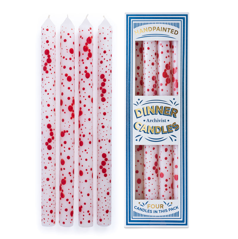 Red Splodge Dinner Candle - Box of 4