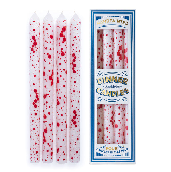 Red Splodge Dinner Candle - Box of 4