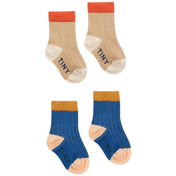 Tinycottons - Lurex Socks (pack of 2) - Blue/Almond