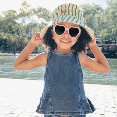 Gingham Bow Scalloped Straw Sun Hat - 7-10 Years