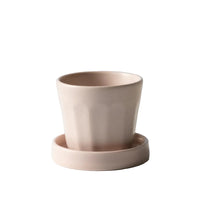Faceted Flat White Cup and Saucer - Feldspar Pink & Cornish White
