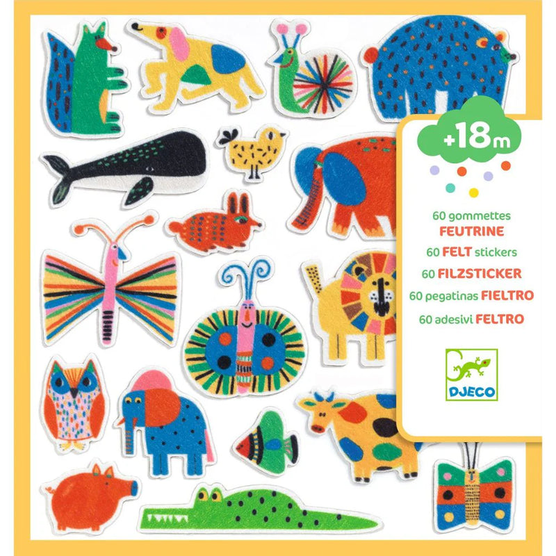 Textured Stickers - 60 Felt Animals Everywhere