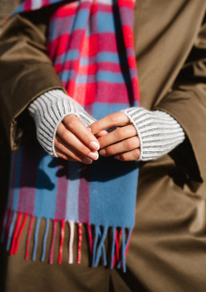 Cashmere & Merino Wrist Warmers in Charcoal Two-Tone