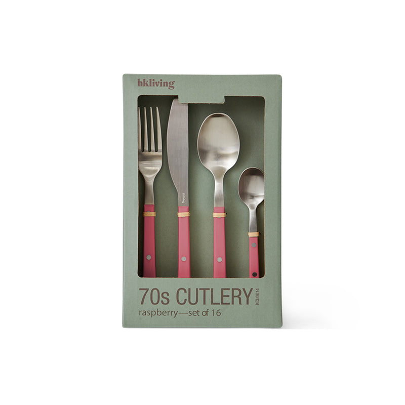 70's Cutlery Set of 16 - Raspberry