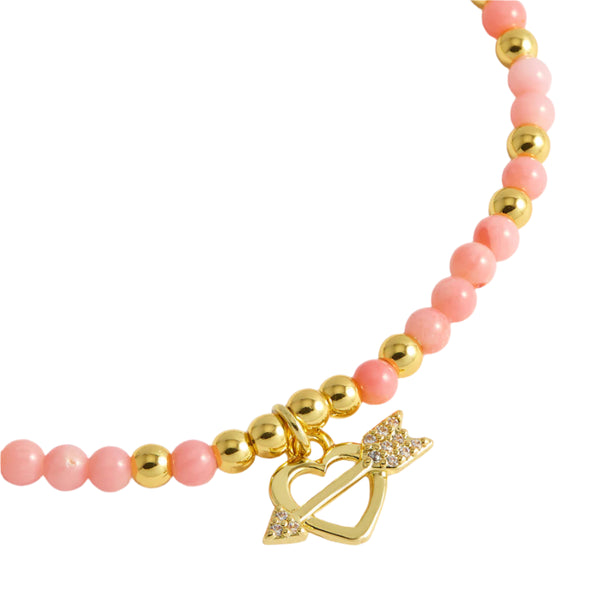 Cupid Heart Stretch Sienna Bracelet - Gold
