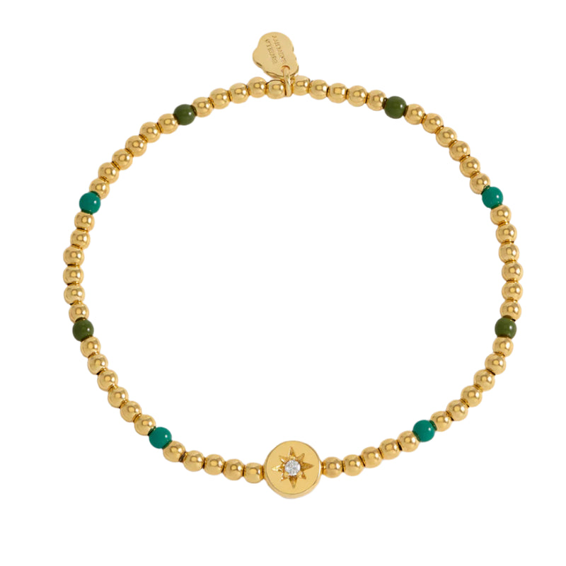 North Star Enamel Bead Bracelet - Gold Plated