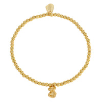Sienna Beaded Teddy Bear Charm Bracelet - Gold Plated