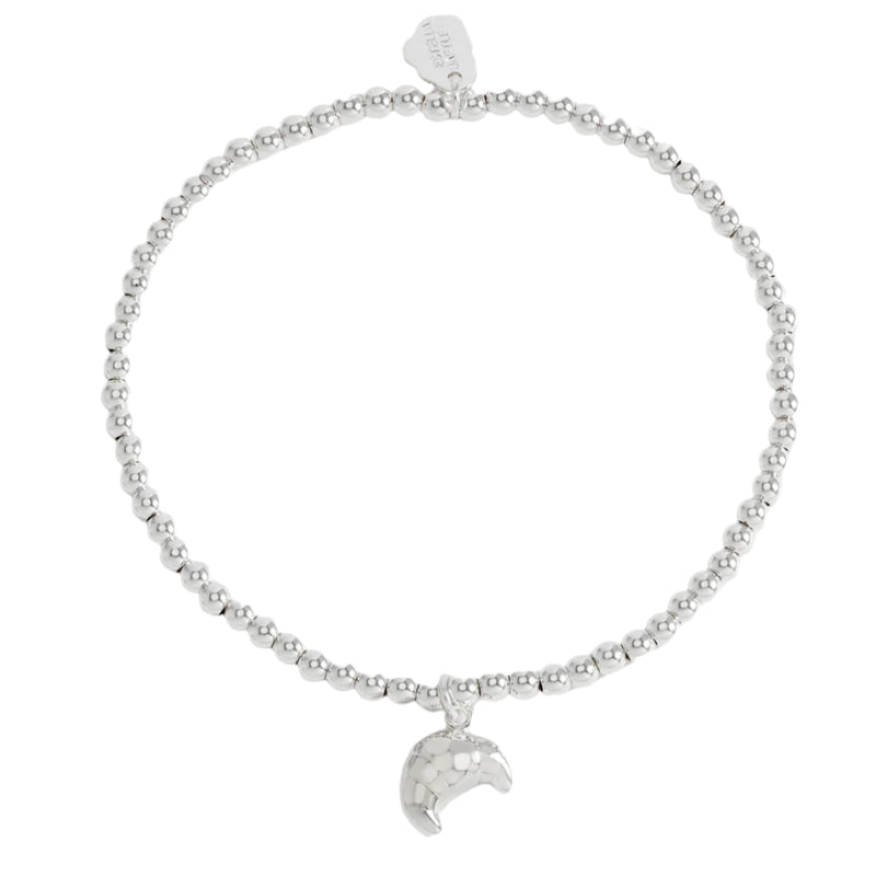 Sienna Beaded Croissant Bracelet - Silver Plated