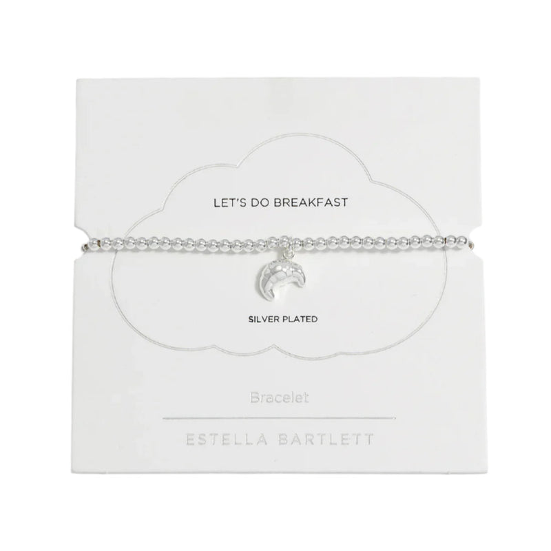 Sienna Beaded Croissant Bracelet - Silver Plated