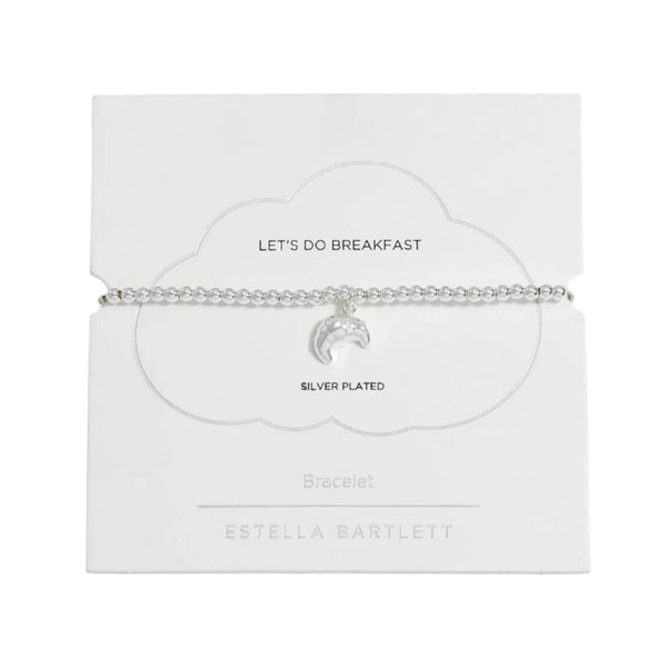 Sienna Beaded Croissant Bracelet - Silver Plated