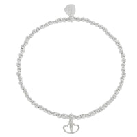 Sienna Beaded Interlinked Heart Charm Bracelet - Silver Plated