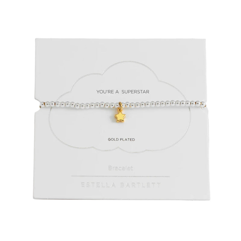 Sienna Beaded Puffy Star Charm Bracelet - Gold & Silver Plated