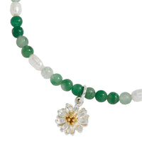 Wildflower Sienna Bracelet - Green Agate & Pearl - Silver Plated