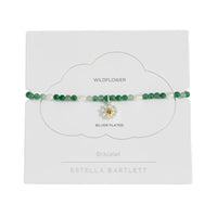 Wildflower Sienna Bracelet - Green Agate & Pearl - Silver Plated