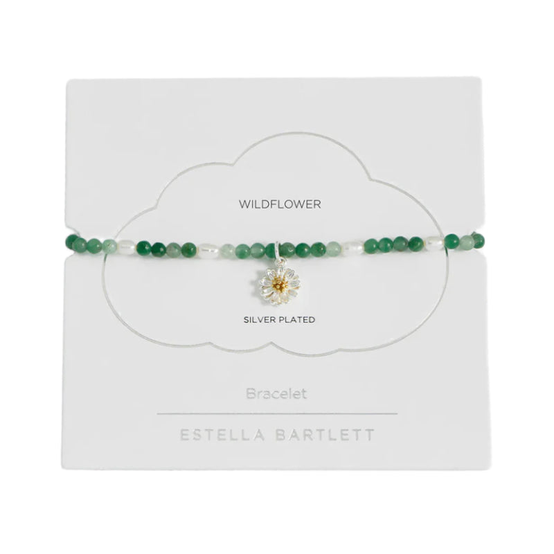 Wildflower Sienna Bracelet - Green Agate & Pearl - Silver Plated