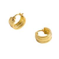 Chunky Gold Textured Hoops - Gold Plated