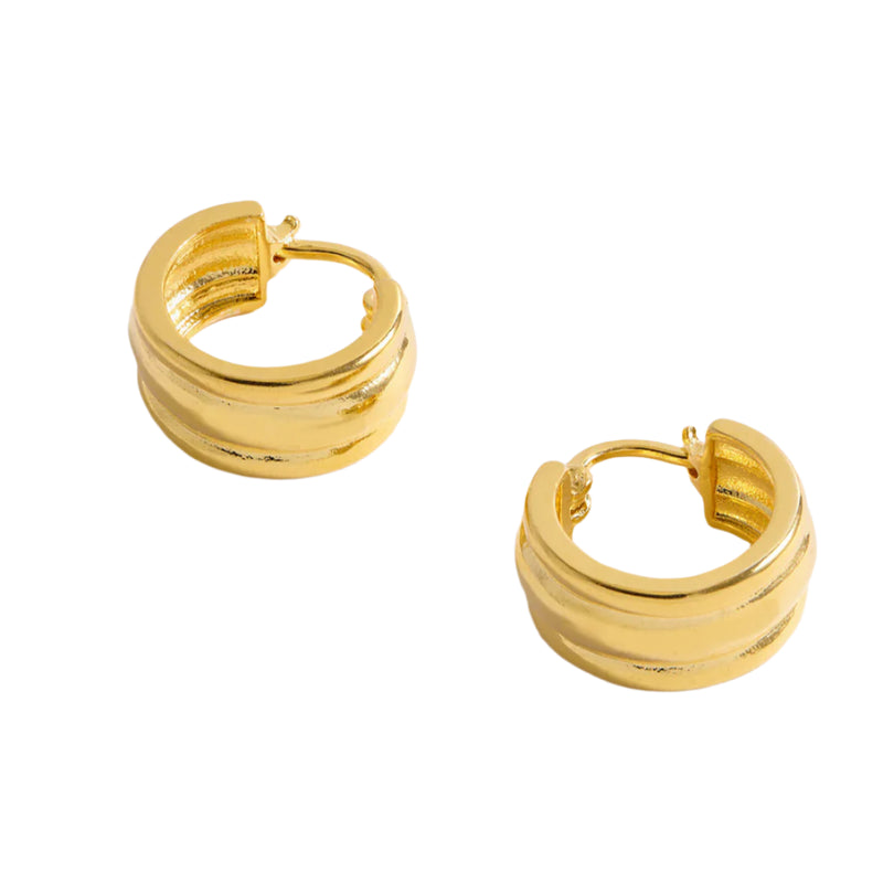 Chunky Gold Textured Hoops - Gold Plated