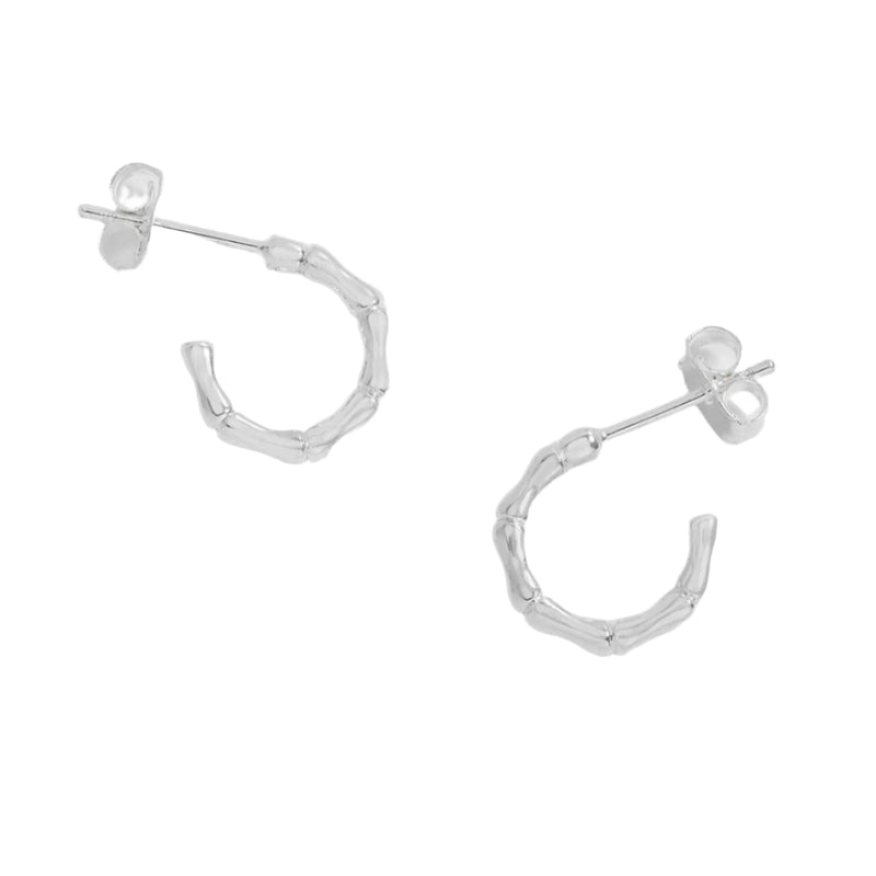 Bamboo Hoops - Silver Plated
