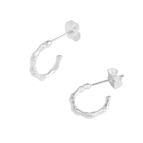 Bamboo Hoops - Silver Plated