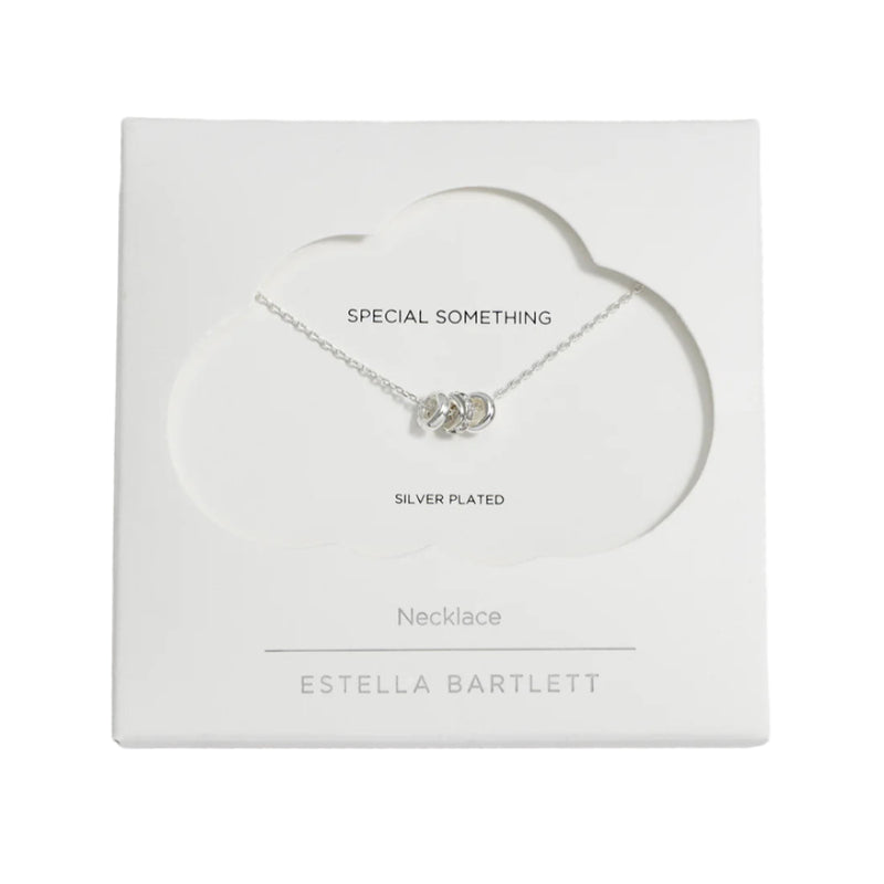 Triple Pave Ring Necklace - Silver Plated