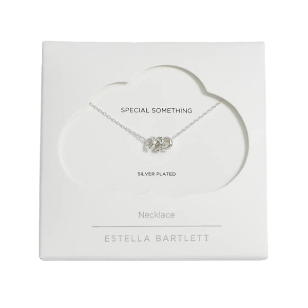 Triple Pave Ring Necklace - Silver Plated