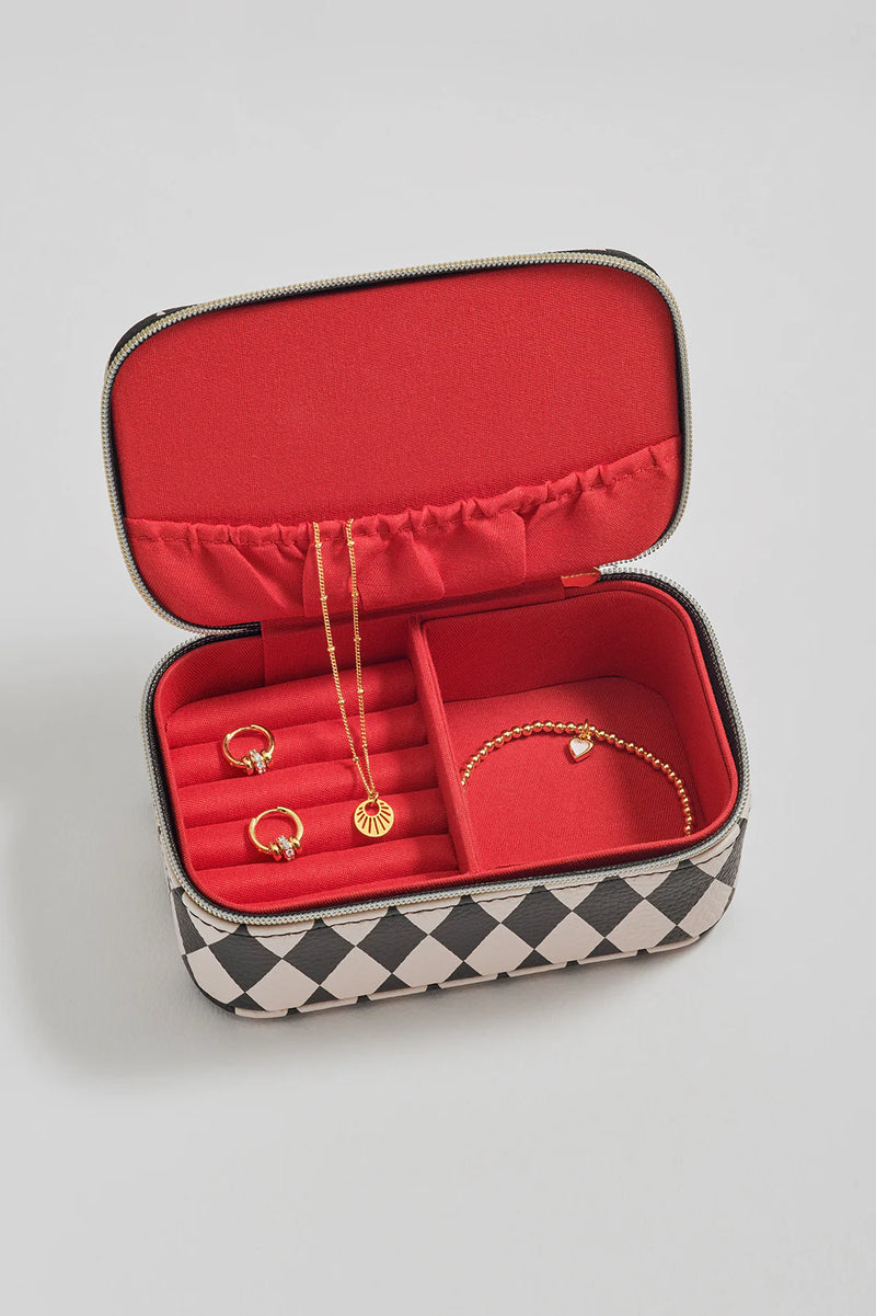 Mini Jewellery Box - Harlequin Print (Black/Ivory)